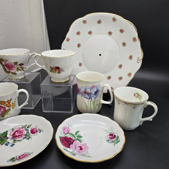 Mixed Floral China Tea & Coffee Cup and Saucer Set Pink Roses JJ4092 - Picture 5 of 9
